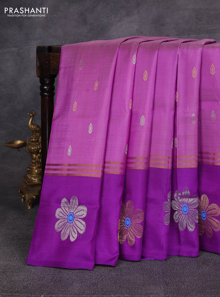 Purple & Violet Pure Uppada Silk - Zari Butta