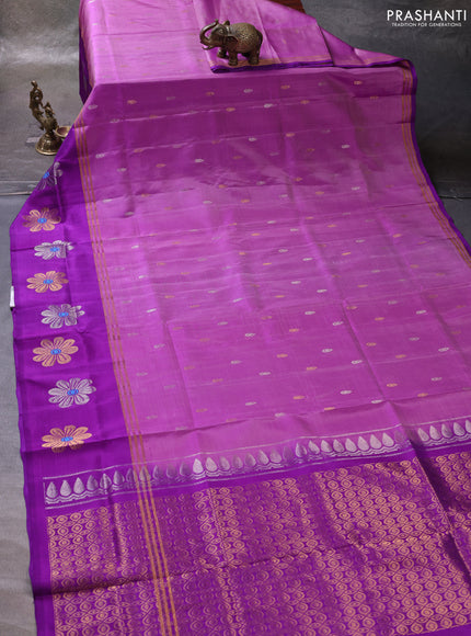 Purple & Violet Pure Uppada Silk - Zari Butta