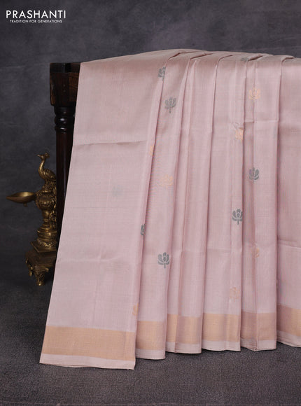 Beige Pure Uppada Silk - Jamdani Design