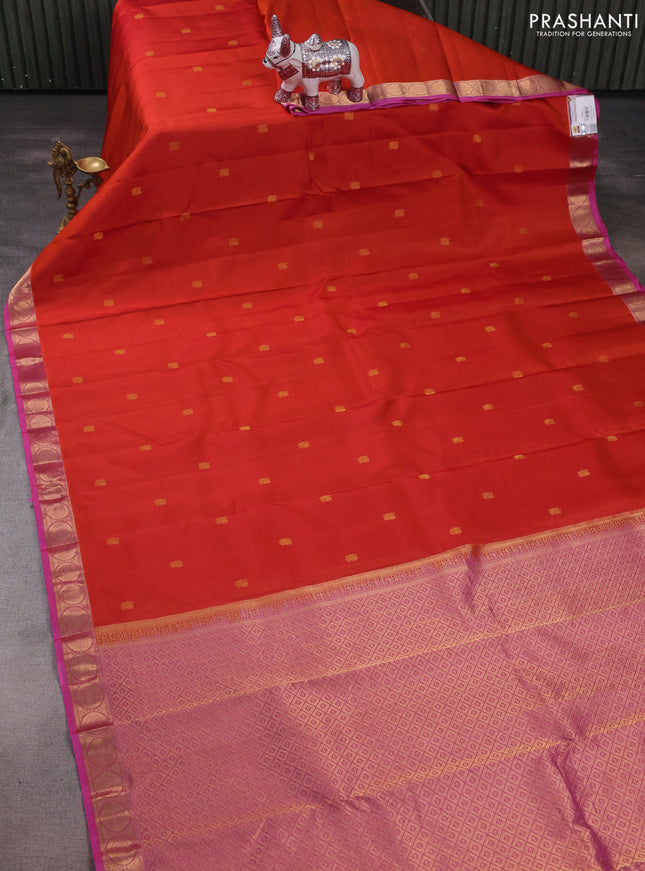 Pure kanchipuram silk saree rust shade and mauve pink with annam zari woven buttas and rich zari woven border