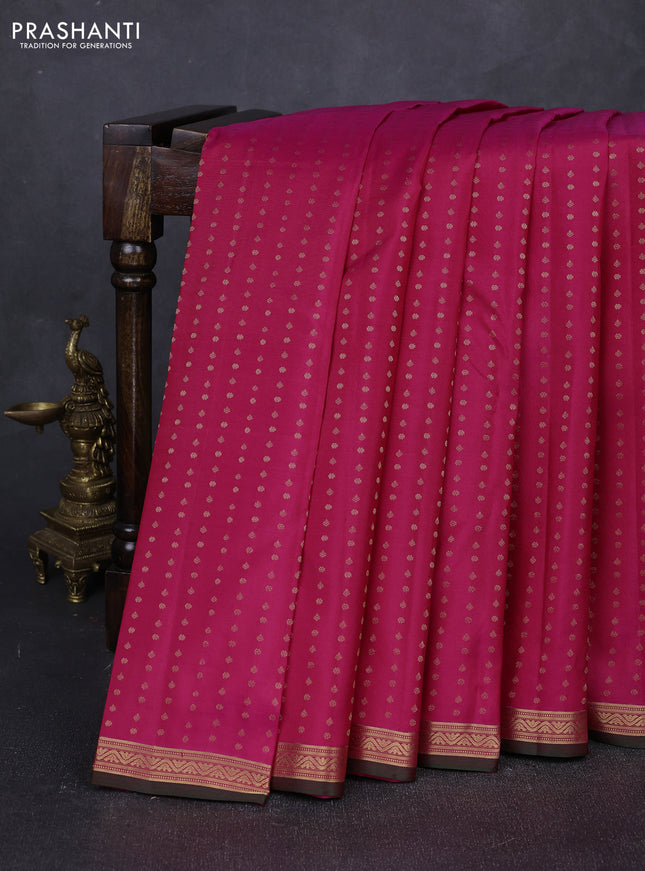 Pure kanchipuram silk saree pink and bottle green with allover zari woven 1000 buttas and small zari woven border