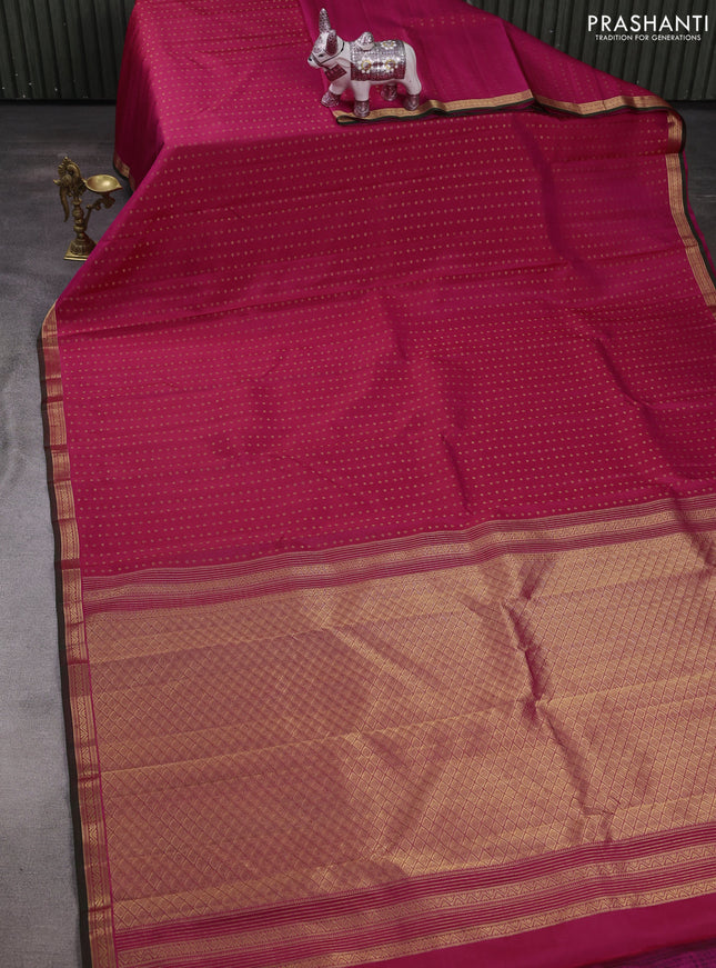 Pure kanchipuram silk saree pink and bottle green with allover zari woven 1000 buttas and small zari woven border
