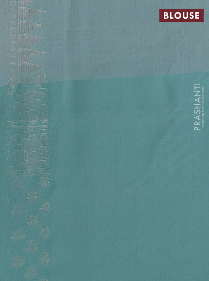 Light Pink & Teal Green Kora Jamdhani Silk Saree