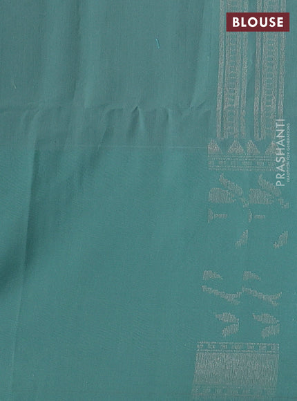 Grey & Teal Green Kora Jamdhani Saree