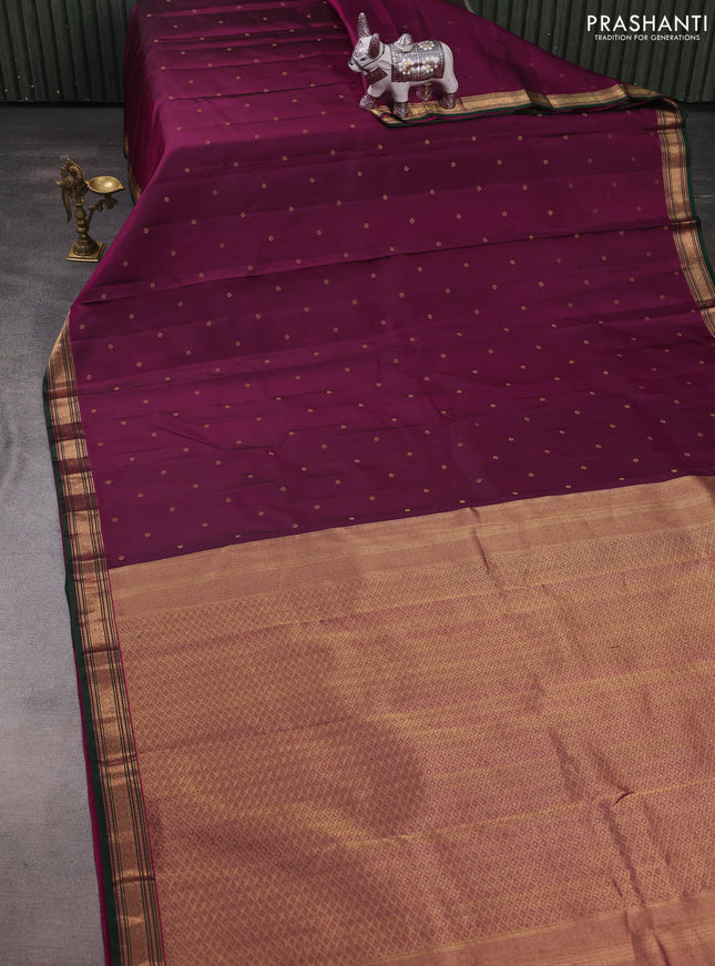 Pure kanchipuram silk saree purple with allover zari woven buttas and zari woven border