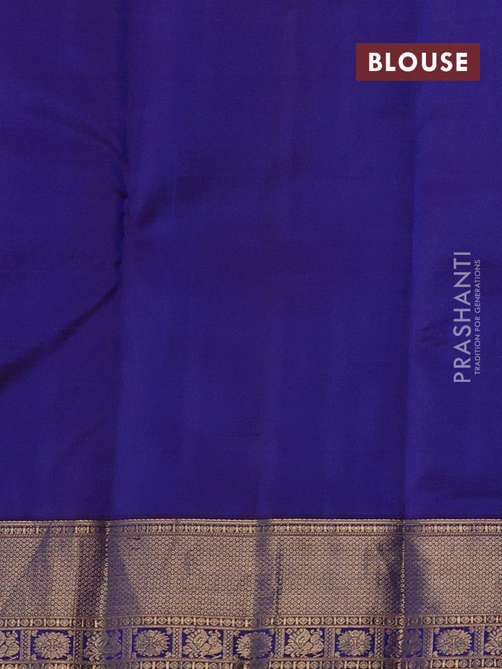 Pure kanchipuram silk saree dual shade of blue with zari woven buttas and zari woven border