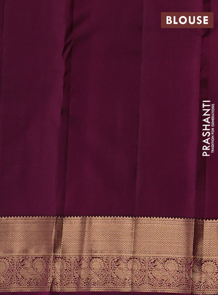 Pure kanchipuram silk saree dark magenta pink and wine shade with allover zari woven buttas and rich zari woven annam border