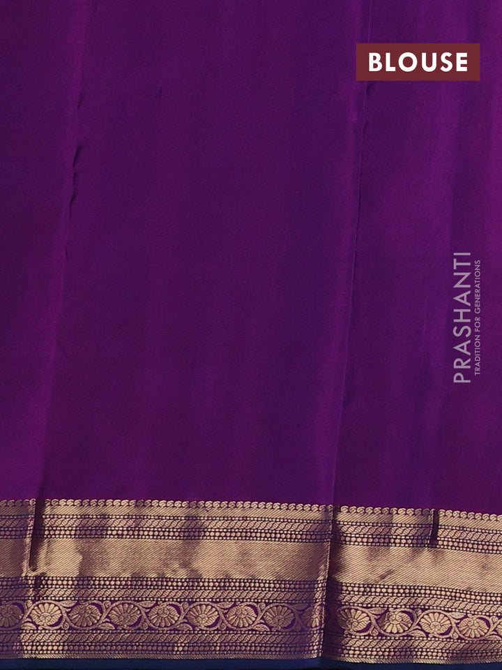 Pure kanchipuram silk saree blue and purple with allover zari woven 1000 buttas and zari woven border