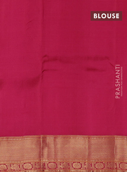 Pure kanchipuram silk saree pink and mustard yellow with zari woven buttas and zari woven border