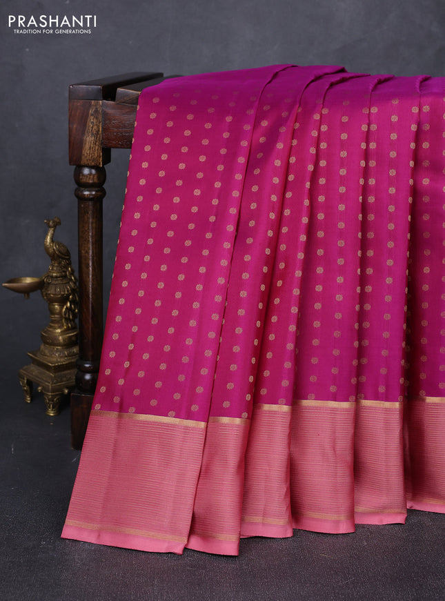 Pure kanchipuram silk saree purple and dark purple with allover zari woven 1000 buttas and zari woven border