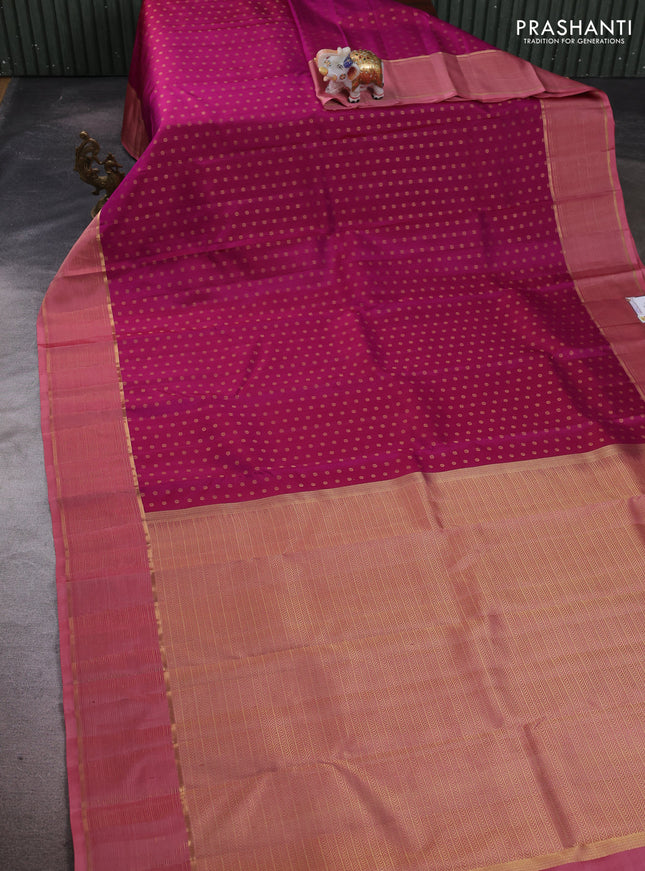 Pure kanchipuram silk saree purple and dark purple with allover zari woven 1000 buttas and zari woven border