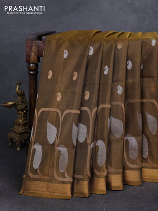 Mustard Green Uppada Silk Saree - Buttas