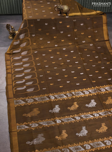 Mustard Green Uppada Silk Saree - Buttas