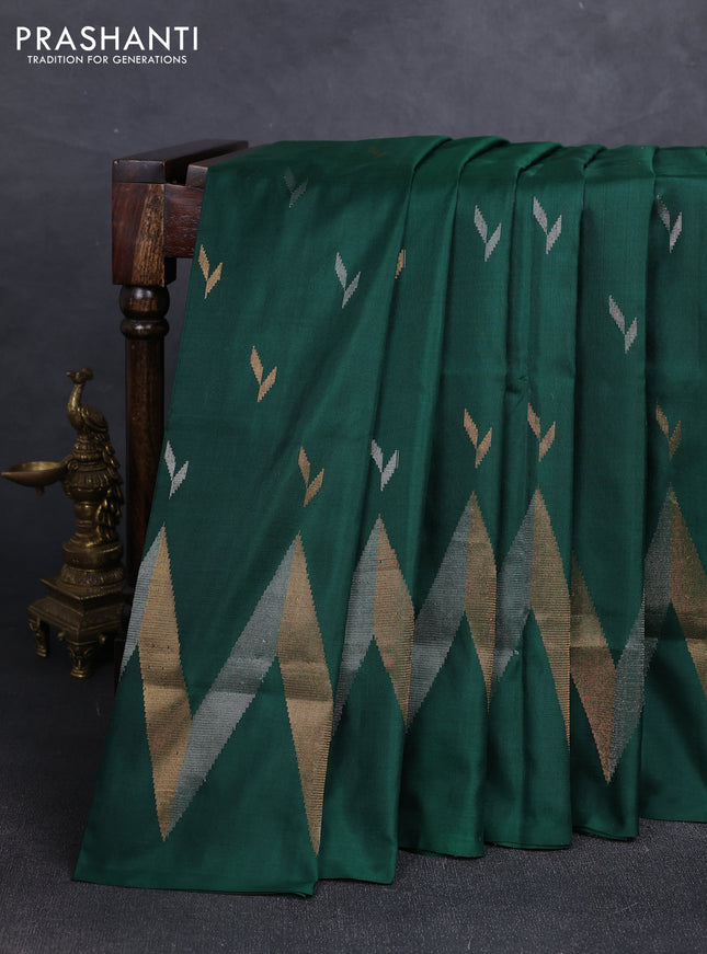 Bottle Green Uppada Silk Saree - Buttas
