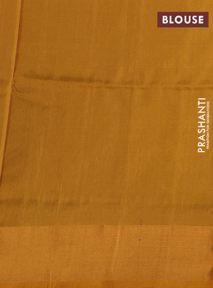 Peacock Blue & Mustard Yellow Uppada Silk Saree - Buttas