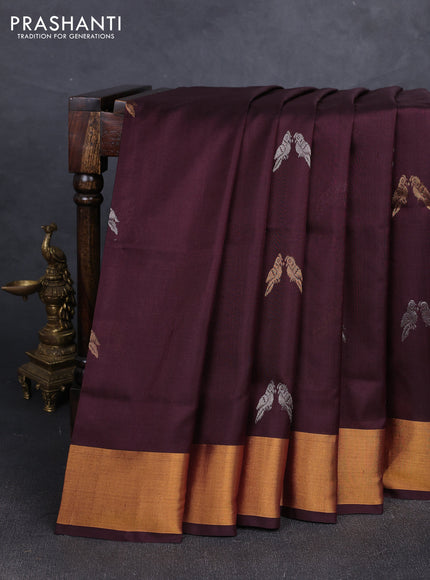 Coffee Brown Uppada Silk Saree - Buttas