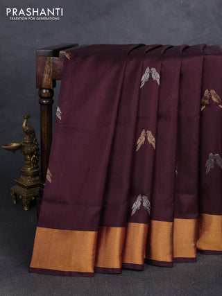 Coffee Brown Uppada Silk Saree - Buttas
