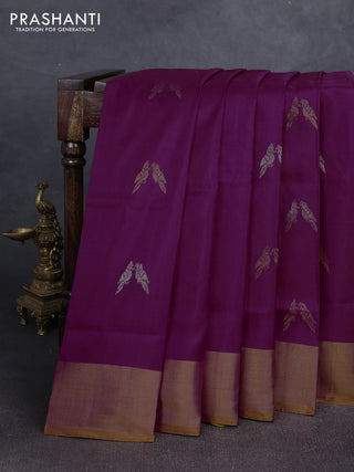 Magenta pink & mustard Yellow Uppada Silk Saree - Buttas