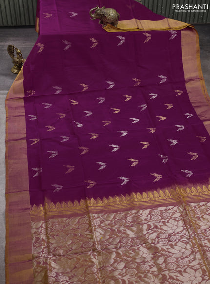 Magenta pink & mustard Yellow Uppada Silk Saree - Buttas