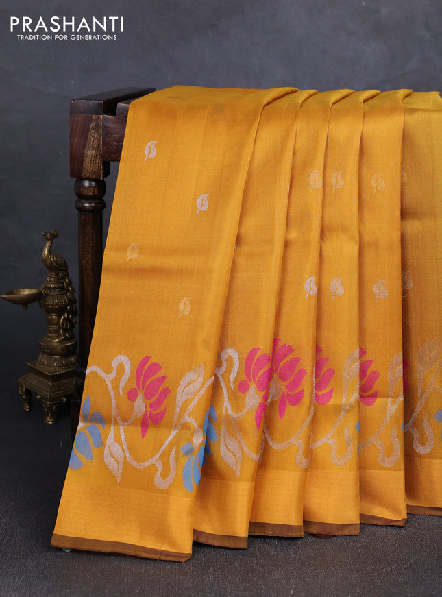 Mustard Yellow  Uppada Silk Saree - Buttas