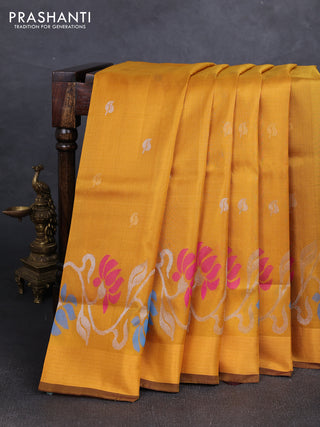 Mustard Yellow  Uppada Silk Saree - Buttas