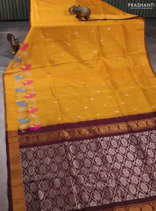 Mustard Yellow  Uppada Silk Saree - Buttas