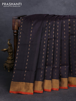 Coffee Brown & Orange Uppada Silk Saree - Buttas