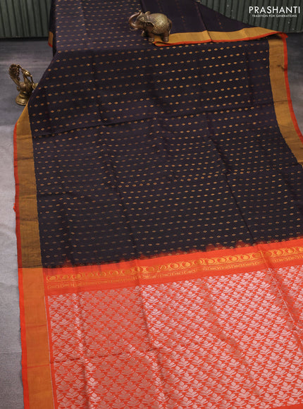 Coffee Brown & Orange Uppada Silk Saree - Buttas