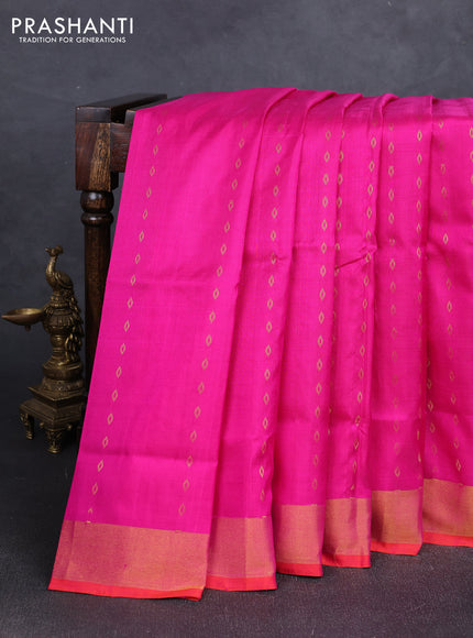 Pink & Orange Uppada Silk Saree - Buttas