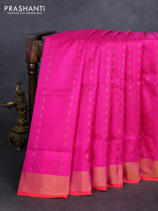 Pink & Orange Uppada Silk Saree - Buttas