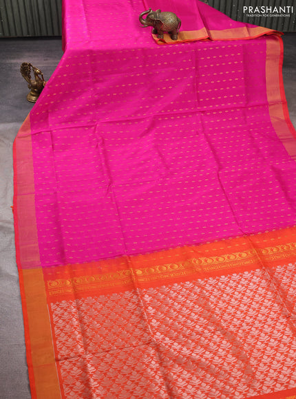Pink & Orange Uppada Silk Saree - Buttas