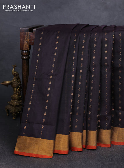 Coffee Brown & Orange Uppada Silk Saree - Buttas