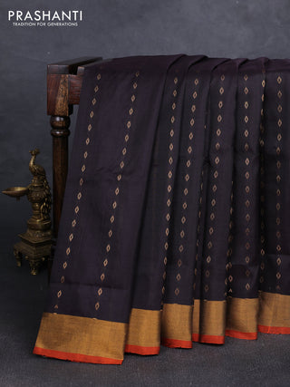 Coffee Brown & Orange Uppada Silk Saree - Buttas
