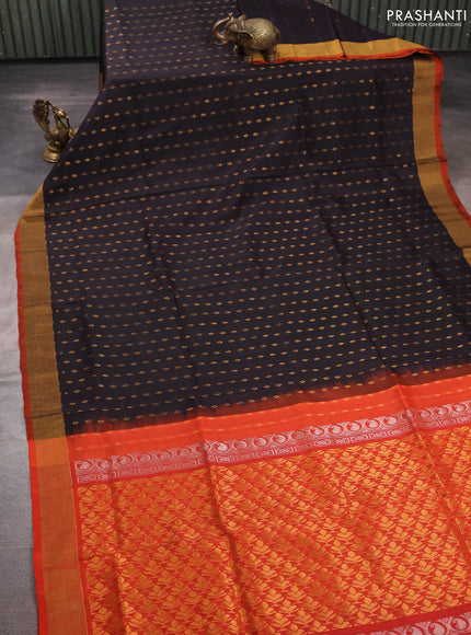 Coffee Brown & Orange Uppada Silk Saree - Buttas