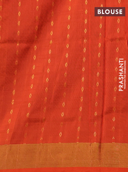 Coffee Brown & Orange Uppada Silk Saree - Buttas