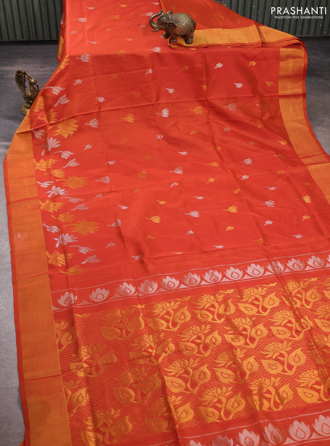 Rust Uppada Silk Saree - Buttas