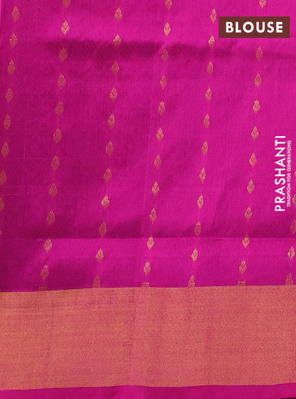 Blue & Magenta pink Uppada Silk Saree - Buttas