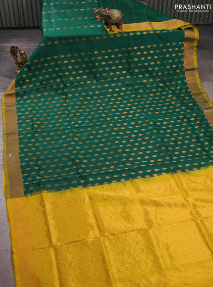Green & Mustard Green Uppada Silk Saree - Buttas