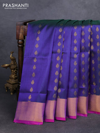 Blue & Pink Uppada Silk Saree - Buttas