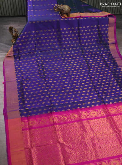 Blue & Pink Uppada Silk Saree - Buttas