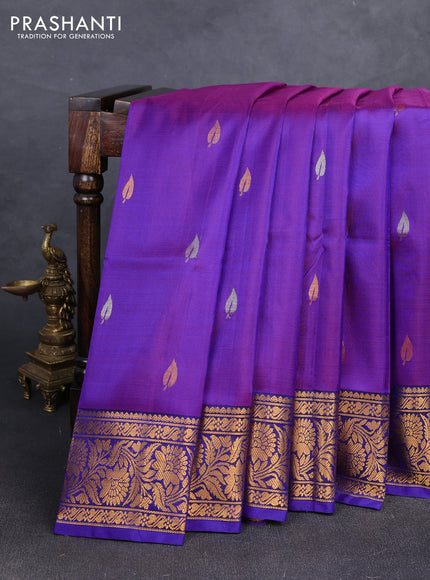 Purple & Violet Uppada Silk Saree - Buttas