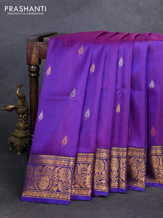 Purple & Violet Uppada Silk Saree - Buttas