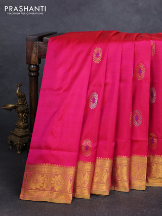 Pink & Green  Uppada Silk Saree - Buttas