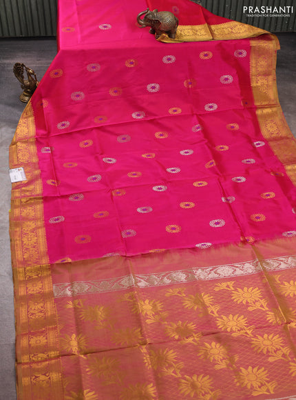 Pink & Green  Uppada Silk Saree - Buttas