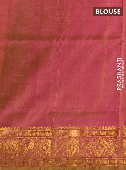 Pink & Green  Uppada Silk Saree - Buttas