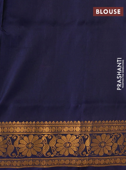Green & Navy Blue Uppada Silk Saree - Buttas