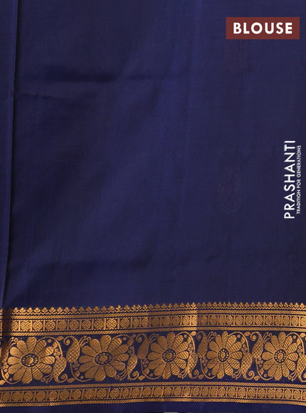 Peacock Green & Navy Blue Uppada Silk Saree - Buttas