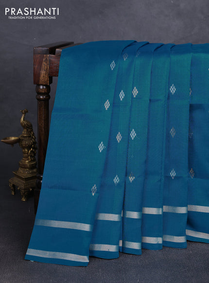 Teal Blue  Uppada Silk Saree - Buttas