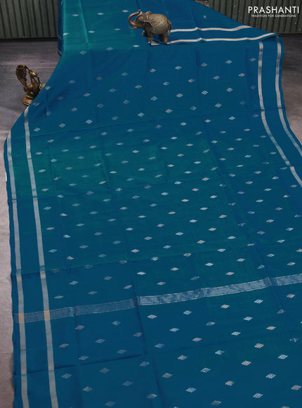 Teal Blue  Uppada Silk Saree - Buttas
