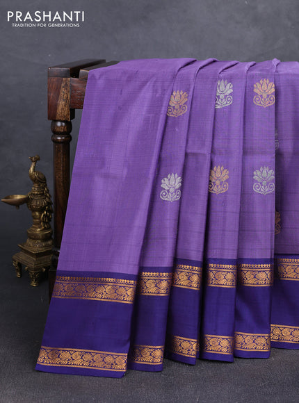 Violet & Navy Blue Uppada Silk Saree - Buttas